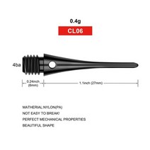 다트 게임 보드 14 인치 m6 6mm 직경 솔리드 컬러 플라스틱 팁 두꺼운 치아 헤드, 검은색