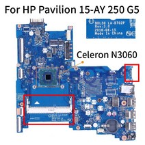 HP 파빌리온 15-AY 250 G5 Celeron N3060 노트북 메인 보드 BDL50 LA-D702P SR2KN DDR3 (VGA 마더 제외), 한개옵션0