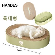 [한디스] 고양이 특대형 스크래쳐 타원형 소파 하우스, 1개, 녹색
