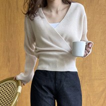 슈가펀 여성용 프런 여리핏 골지랩 니트