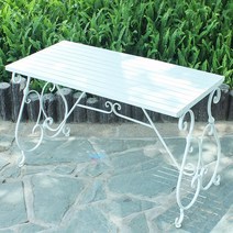 야외의자 유럽 스타일 철제 안뜰 레저 정원 실내 발코니 커피 테이블 및 개, 8.Bright white table