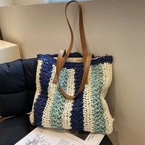 라탄 패션 밀짚 짠 가방 대용량 어깨 쇼핑 토트 여성 휴가 해변 핸드백 지갑 보헤미아 등나무