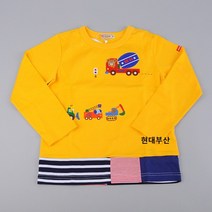 [미키하우스3]현대부산 11J305203MK 04 푸치사다리차 포크레인 긴팔 티셔츠 90∼130