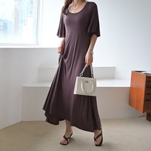 데일리앤 시에르 여성 여름 여리여리 날개소매 프릴 플레어 훌 롱 원피스 홈웨어