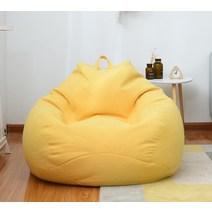 빈백쇼파 디자인빈백 코튼 싱글 레이지 소파 커버 편안한 빈백 침대 충전재 미포함 세탁 가능 거실 의, 01 YELLOW_02 80x90cm