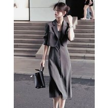 여자하객룩 부자 가족의 딸 정장 스커트 여성 봄 드레스 2023 연예인 스타일 미니 정장 재킷 드레스 투피스 세트 여자하객룩