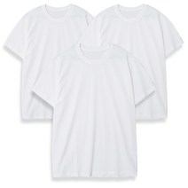 남녀공용 코마사 면 흰색 3장세트 기본 라운드 반팔 티셔츠 S~3XL 6사이즈 화이트