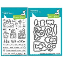 Lawn Fawn Spooky Village 클리어 스탬프 및 코디네이팅 다이 세트 (LF2014 LF2015) 2개 아이템 번들