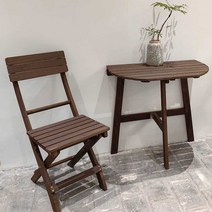 벽걸이 테이블 접이식 테라스 루프탑 좁은 카페, 벽 테이블 1개 + 접이식 등받이 의자 2개
