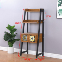 원목 빈티지 선반 거실 장식 화분 인테리어 엔틱 책장, C 브라운(2칸/블랙)