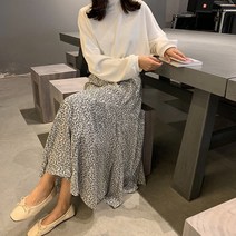 쉬폰 플레어 롱 밴딩 샤스커트 플리츠 땡땡이치마