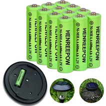 aa충전지 aa 충전 식 건전 지 배터리 세트 Henreepow Ni-MH AA 충전식 배터리 더블 A 대용량 1.2V 1300mAh, 02 AA 배터리 600mAh-12개