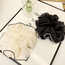 화이트 배색 실크 로우번 머리끈 머리 묶기 자국안남는 당고 머리 밴드 골프 똥머리 스크런치 왕 곱창 머리카락 고무줄 얇은 빅 사이즈 짱짱한 튼튼한 헤어 링 통통 팔찌 올림 슈슈