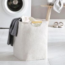 원목손잡이 햄퍼 접이식 빨래바구니 다용도보관함, 대형(60L)