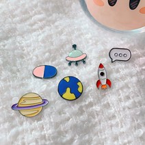 스페이스 우주 로켓 UFO 금속 뱃지(6개 1세트)