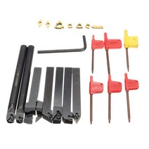 GHSHOP 초경 인서트가 있는 7개 조각 12mm 섕크 선반 선삭 공구 반정삭 및 정삭 작업을 위한 높은 인성, 10-16cm, 다중, 합금