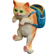 LONCESS 화분 걸이 오렌지 귀여운 고양이 야외 조각상 바구니 포함 장식 어항 책상 컴퓨터 냄비 사무실 TV 장 USA 미국, Orange Cat With Backpack