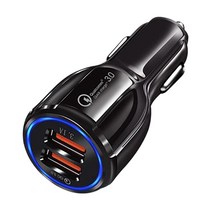 차량용 충전기 볼링 볼 6A 고속 충전 헤일로 차량용 충전기 다기능 듀얼 USB 차량용 충전기, 하나, 검정