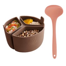 퍼기 이유식 밥솥 칸막이+실리콘 국자 세트, 인디핑크 세트