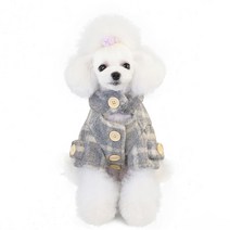 명품 강아지옷 두꺼운 모직 코트 후드 아우터 애견겨울옷, 그레이