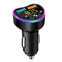 블루투스 5.0 자동차 MP3 플레이어 FM 송신기 무선 핸즈프리 오디오 수신기 자동 듀얼 USB QC 3.0 빠른 충전기 LED 디스플레이, [01] Black