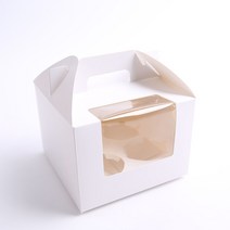 머핀상자 포장 컵케이크 쿠키 투명창 상자 (10장), 4구-화이트(10장)