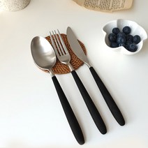 소코데코 골든벨 무광블랙 숟가락 젓가락 포크 나이프 어린이수저 커트러리 수저세트 9종, 04.양식포크, 블랙 실버