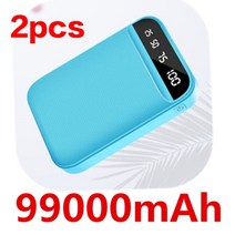 용접발전기 휴대용 캠핑 저소음 수동 가정용 비상 발전기 99000mah 미니 전원 은행 디지털 디스플레이 전원 은행 외부 배터리 팩 for iphone 12pro xiaomi, 블루-99000mah-2pcs