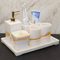 모조 옥 휴대용 비누 디스펜서 치약 홀더 욕실 액세서리 세트 입 컵 보관 트레이 수지 목욕 용품, [13] Imitation White Jade