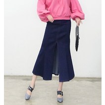 프린세스걸 쉬즈 블루 데님 앞트임 밴딩 머메이드 스커트