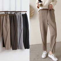 배색밴딩 핀턱 카고 세미배기 니트밴츠 PP