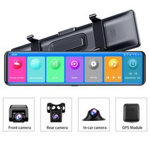 룸미러하이패스 K1 2.5K 자동차 대시캠 백미러 무선 카플레이 안드로이드 자동 5G 와이파이 DVR BT GPS 네비게이션 동영상 레코더 3 렌즈, [02] K1 - 3 Lens - GPS, [03] NO Card