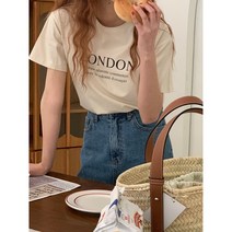 트리플에스 봄가을 이너티 런던 레터링 영문 반팔 모달 티셔츠