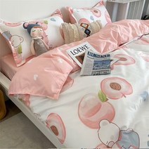 북유럽 패션 이불 커버와 침대 시트 220x240 이불 커버 패션 150x200 럭셔리 침구 세트 부드러운 격자 무늬 침대 시트, King Size 4pcs, 10