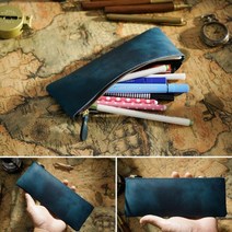 가죽필통 펜케이스 가죽펜케이스 가죽 파우치 필통 고급 필기구 케이스 5칼라, 레드