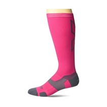 2XU 벡터 전장 양말, Hot Pink/Grey, 6-7