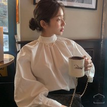 결혼식하객룩 휴양지원피스 롱 하이넥 셔링 레이어드 블라우스