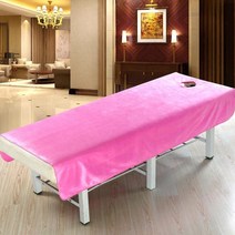 마사지침대 베드 접이식 마사지용품 따뜻한 벨벳 스파 마사지 테이블 천 미용실 침대 시트 - 재사용 가능한 앰프 위생 - 가정용 호텔 미용 침대 병원용, 핑크 - 190x120cm
