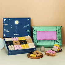 강릉은정한과 만월1호 선물세트 명절선물 사천 전통수제 유과 약과 과줄 찹쌀강정, 왕실색동1보자기, 1개, 1.5kg