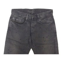 히스테릭 글래머 뉴 그레이 데미지 프린트 데님 남성 슬림 스트레이트 핏 청바지 흑청 남성긴바지