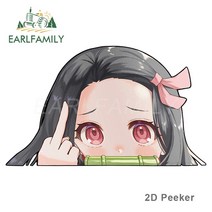 차량 스티커 EARLFAMILY-Nezuko Kamado Demon Slayer Peeker 빅 헤드 애니메이션 비닐 JDM 후면 윈드실드, 10 2D Peeker E_01 13cm