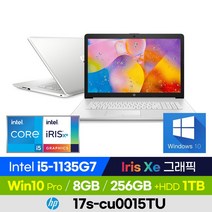 HP 17s-cu0015TU 가성비 학습용 업무용 사무용 인강용 주식 큰화면 17인치 노트북 (코어i5-1135G7/Iris Xe), 윈도우 포함, 8GB, 1280GB, 코어i5, 실버