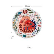 빈티지 그릇 고양이 손그림 브런치 접시 레트로접시, A, 1개