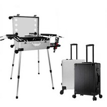 LED 메이크업 캐리어 박스 전문가용 화장대 스튜디오, 24인치 PC 터치8등 +실버 히든 브래킷