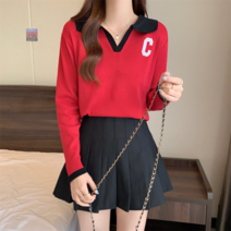 빨강몽키 여성 ~4XL 니트티셔츠 루즈핏 긴팔 니트티 여성 티셔츠
