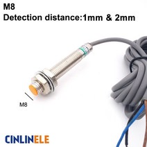근접센서 M8 1mm amp 2mm 유도 금속 센서 형 스크린 실드 근접 스위치 LJ8A3 NPN PNP AC DC NO NC BX BY AX AY, [02] 2mm, [03] DC Two Wire, [01] NO