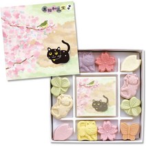 우마이봉 모나카 일본모나카 Smile Japan Factory 바이코도 쿠로네코 와삼보 ( 검은 산책 봄) 와삼봉 와삼분당 건과자 화과자 고양이 마네키네코 프티 기프트 (1개), 2개, 2개