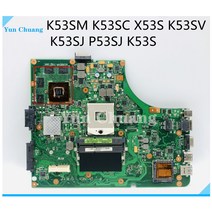 노트북 메인보드 K53SM ASUS X53S 노트북 마더 보드 HM65 DDR3 GT540M630M 2G GPU 100 테스트 작업, 01 GT520M 1G