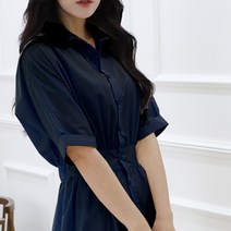 밍키비 Minky Bee 100005C 여름 여성 카라 셔츠 롱 반팔원피스 3컬러