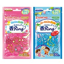 KINCHO 킨초 카오링 모기 퇴치 팔찌 핑크(꽃향30개입)+블루(과일향30개입), 1세트